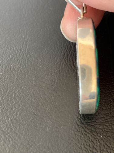 Authentic Native American Navajo Sterling Silver Blue Opal Inlay Pendant | Handmade Jewelry | 13140