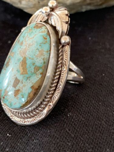 Men's Navajo Royston Turquoise Ring | Sterling Silver | Sz 9 | Authentic Native American Handmade | 672