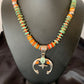 Navajo Pearl Sterling Silver Necklace with Royston Turquoise & Spiny Oyster Naja Pendant | 11579