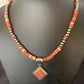 Navajo Pearls Red Spiny Oyster Opal Inlay Pendant Necklace | Sterling Silver | 22" | 12705