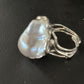 Women's White Baroque Pearl Adjustable Ring | Sterling Silver | Sz 7.5 | 14262
