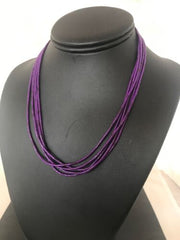 Navajo Sugilite 5-Strand Stabilized Tube Heishi Necklace | Sterling Silver | Authentic Native American Handmade | 8489