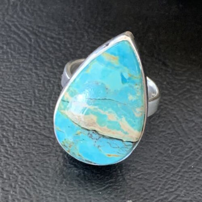 Navajo Blue Kingman Turquoise Ring | Sterling Silver | Sz 8 | Authentic Native American Handmade | 12793