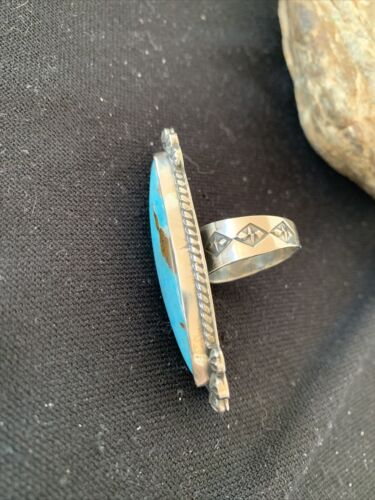 Native American Women's Navajo Blue Kingman Turquoise Ring | Sterling Silver | Sz 9 | 1009