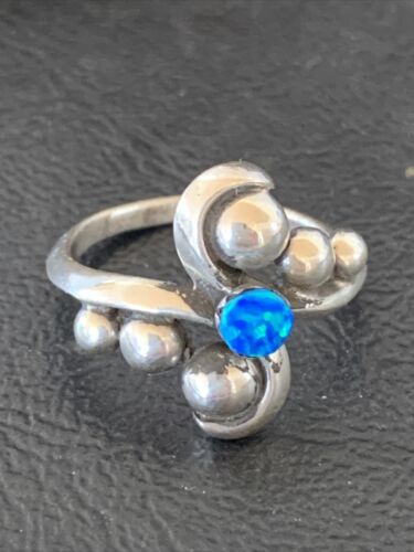 Southwestern Women's Navajo Blue Opal Ring | Sterling Silver | Sz 7 | 10814