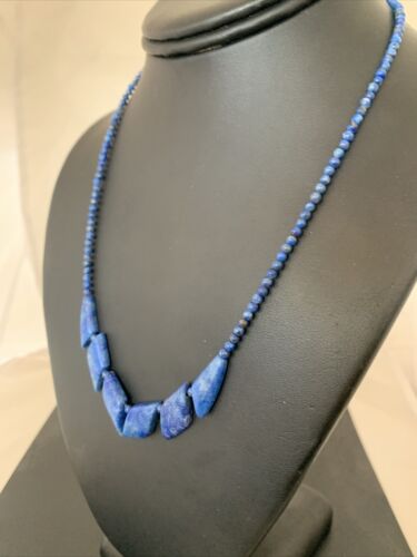 Navajo Blue Lapis Lazuli Minimalist Necklace | Sterling Silver | 18" | Authentic Native American Handmade | 01372
