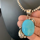 Women's Sterling Silver Blue Kingman Turquoise Necklace Pendant | Authentic Native American Handmade | 10898
