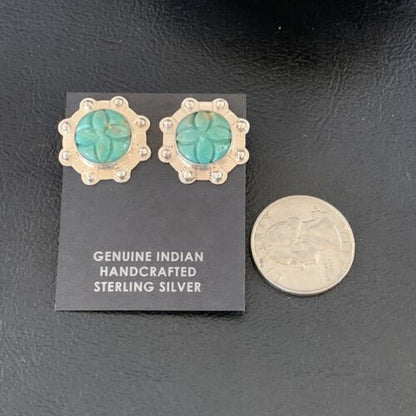 Native American Women's Green Turquoise Earrings | Sterling Silver | 13020 - Masha USA