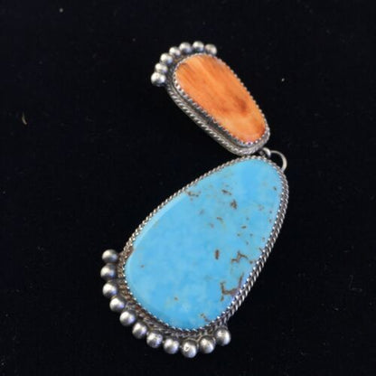 Navajo #8 Turquoise Pearls Squash Blossom Necklace | Authentic Native American Sterling Silver | Multi-Stone | 10067