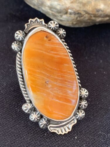 Southwestern Women's Navajo Spiny Oyster Ring | Sterling Silver | Sz 11.5 | Authentic Native American Handmade | 01001