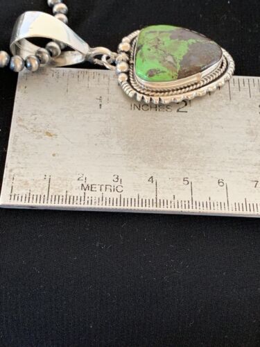 Navajo Pearls Sterling Silver Green Gaspeite Pendant Turquoise Necklace Set | Multi-Strand | 2986