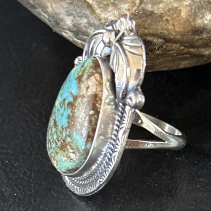 Navajo Blue Turquoise Ring | Sterling Silver | Sz 9 | Authentic Native American Handmade | 14288