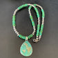 Navajo Green Turquoise Pendant Necklace | Sterling Silver Beads | Authentic Native American Handmade | 13307