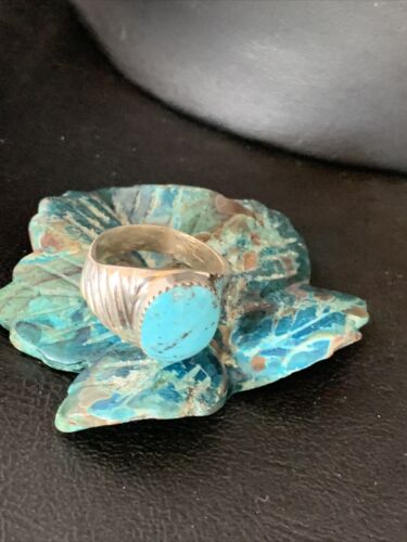 Navajo Blue Kingman Turquoise Ring | Sterling Silver | Sz 11 | Authentic Native American Handmade | 14149