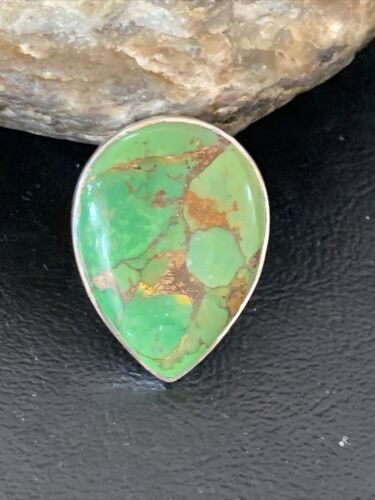 Adjustable Navajo Green Mojave Turquoise Ring | Sterling Silver | Sz 7 | Authentic Native American Handmade | 11795
