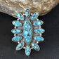 Navajo Blue Turquoise Cluster Ring | Authentic Native American Sterling Silver | Multi-Stone | Sz 6.5 | 14227