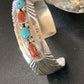 Navajo Blue Kingman Turquoise Coral Cuff Bracelet | 7 Strand | Sterling Silver | 12315