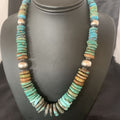 Navajo Blue Green Turquoise Necklace | Sterling Silver | Authentic Native American | 20" | 11928