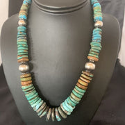 Navajo Blue Green Turquoise Necklace | Sterling Silver | Authentic Native American | 20" | 11928