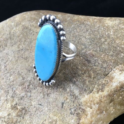 Native American Men's Navajo Blue Turquoise Ring | Sterling Silver | Sz 9.5 | 10080