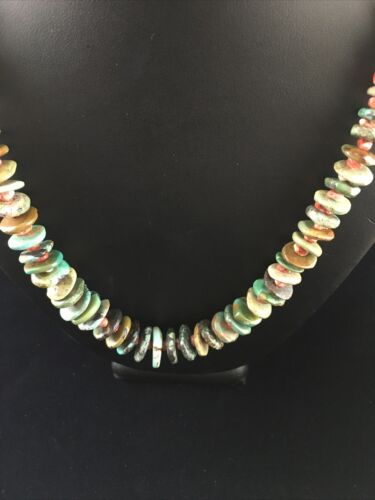 Native American Navajo Green Turquoise Spiny Necklace | Sterling Silver | 28" | 10060