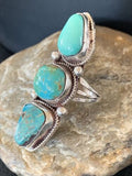 Navajo Sterling Silver Turquoise Ring | Authentic Native American Multi-Stone | Sz 11 | Blue Green | 2125