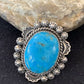Navajo Blue Kingman Turquoise Ring | Sterling Silver | Sz 9.5 | Authentic Native American Handmade | 01644