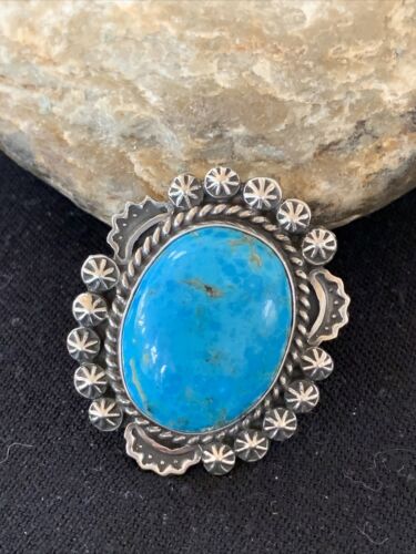 Navajo Blue Kingman Turquoise Ring | Sterling Silver | Sz 9.5 | Authentic Native American Handmade | 01644