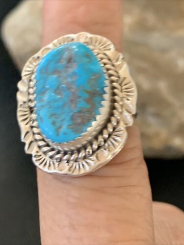 Southwestern Navajo Blue Kingman Turquoise Ring | Sterling Silver | Sz 7 | 12208