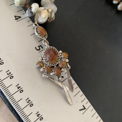 Navajo Multi-Stone Turquoise Pendant Necklace | Sterling Silver | Authentic Native American Handmade | 12386