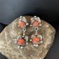 Native American Handmade Navajo Red Spiny Oyster Dangle Earrings | Sterling Silver | 2065