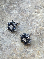 Native American Black Onyx Navajo Earrings | Sterling Silver | Authentic Handmade | 8981