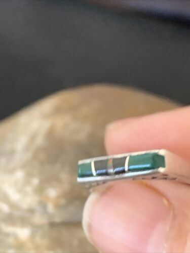 Native American Women's Navajo Green Malachite Onyx Inlay Ring | Sz 7 | 11153