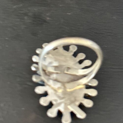 Zuni Blue Turquoise Cluster Needle Point Ring | Authentic Native American Sterling Silver | Multi-Stone | Sz 10 | 14567