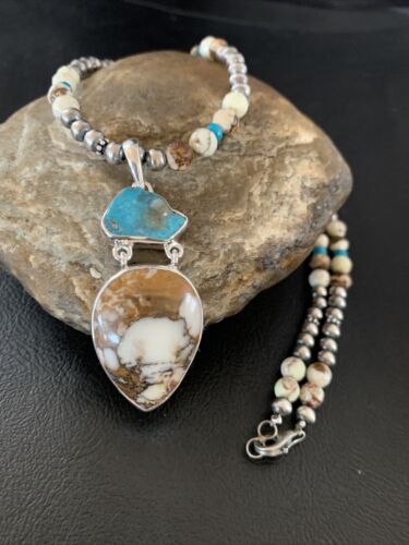 Navajo Wild Horse Turquoise Pendant Necklace | Authentic Native American Sterling Silver | Multi-Stone | 13294