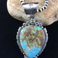 Navajo Kingman Blue Turquoise Pendant Necklace | Sterling Silver Pearls | Authentic Native American Handmade | 10093