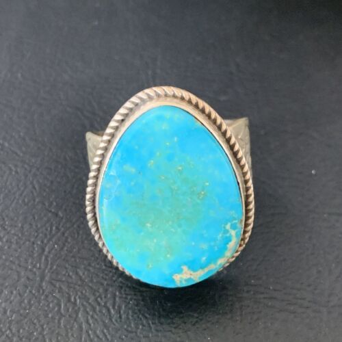Navajo Blue Kingman Turquoise Ring | Sterling Silver | Sz 12.5 | Authentic Native American Handmade | 11959