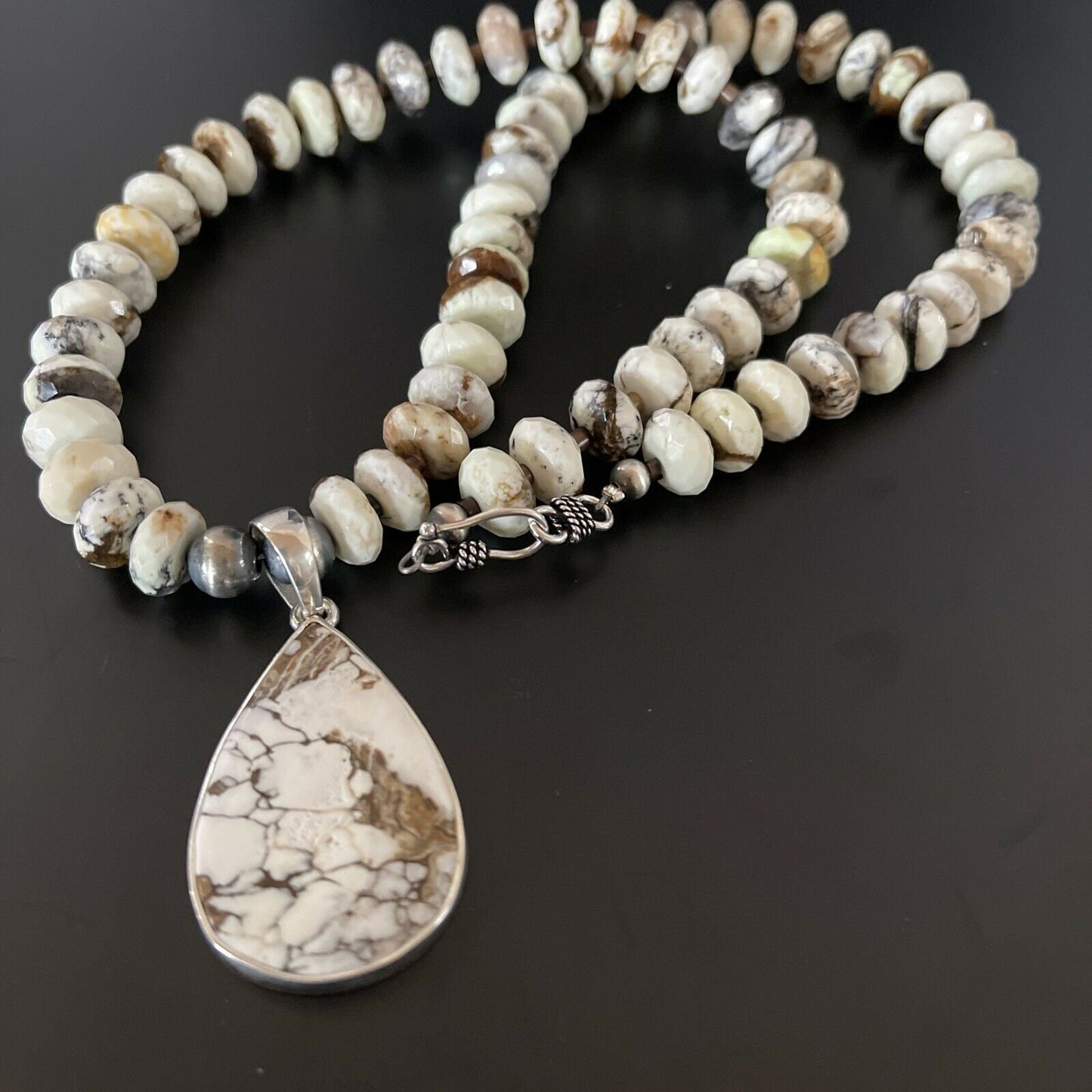 Navajo Wild Horse Turquoise Necklace Pendant | Sterling Silver | Authentic Native American Handmade | 11340