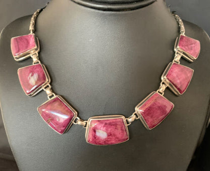 Lariat Necklace with Purple Spiny Oyster Choker Pendant | Sterling Silver | 20" | 13791