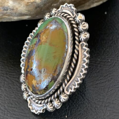 Native American Women's Navajo Green Turquoise Ring | Sterling Silver | Sz 6.5 | 10225
