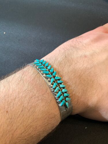 Native American Turquoise Navajo Bracelet | Sterling Silver Old Pawn | 4433 - Masha USA