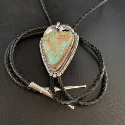 Southwestern Men's Bolo Tie | Blue #8 Turquoise | Sterling Silver | Navajo | 14112