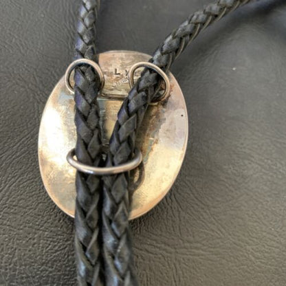Men's Black Onyx Bolo Tie | Navajo Sterling Silver | Authentic Native American Handmade | 12609