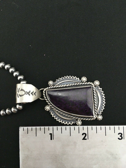 Native American Sterling Silver Navajo Pearls Purple Sugilite Necklace | Authentic Handmade | 4918