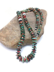Navajo Green Turquoise Necklace | Sterling Silver | Authentic Native American | 28" Graduated | 3070