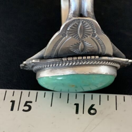 Native American Men's Green Royston Turquoise Cuff Bracelet | Sterling Silver | 14132