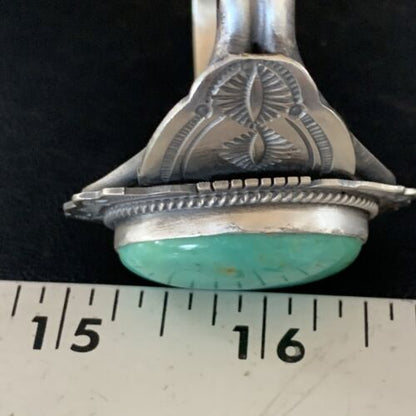 Native American Men's Green Royston Turquoise Cuff Bracelet | Sterling Silver | 14132