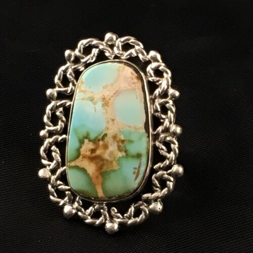 Southwestern Sterling Silver Blue Royston Turquoise Ring | Sz 8 | 10196