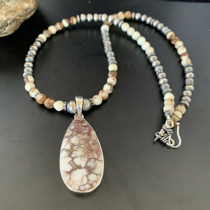 Navajo Wild Horse Turquoise Necklace Pendant | Sterling Silver | Authentic Native American Handmade | 11374 - Masha USA