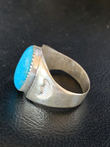 Navajo Blue Kingman Turquoise Ring | Sterling Silver | Sz 11 | Authentic Native American Handmade | 14144